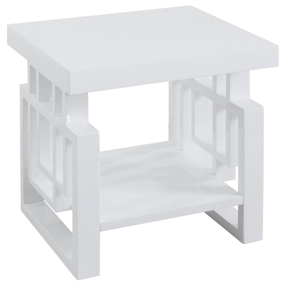 Schmitt Rectangular Side End Table White High Gloss. Picture 1