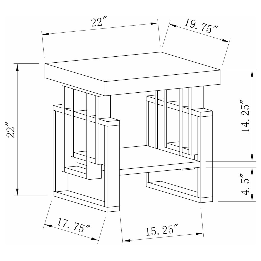 Schmitt Rectangular Side End Table White High Gloss. Picture 6