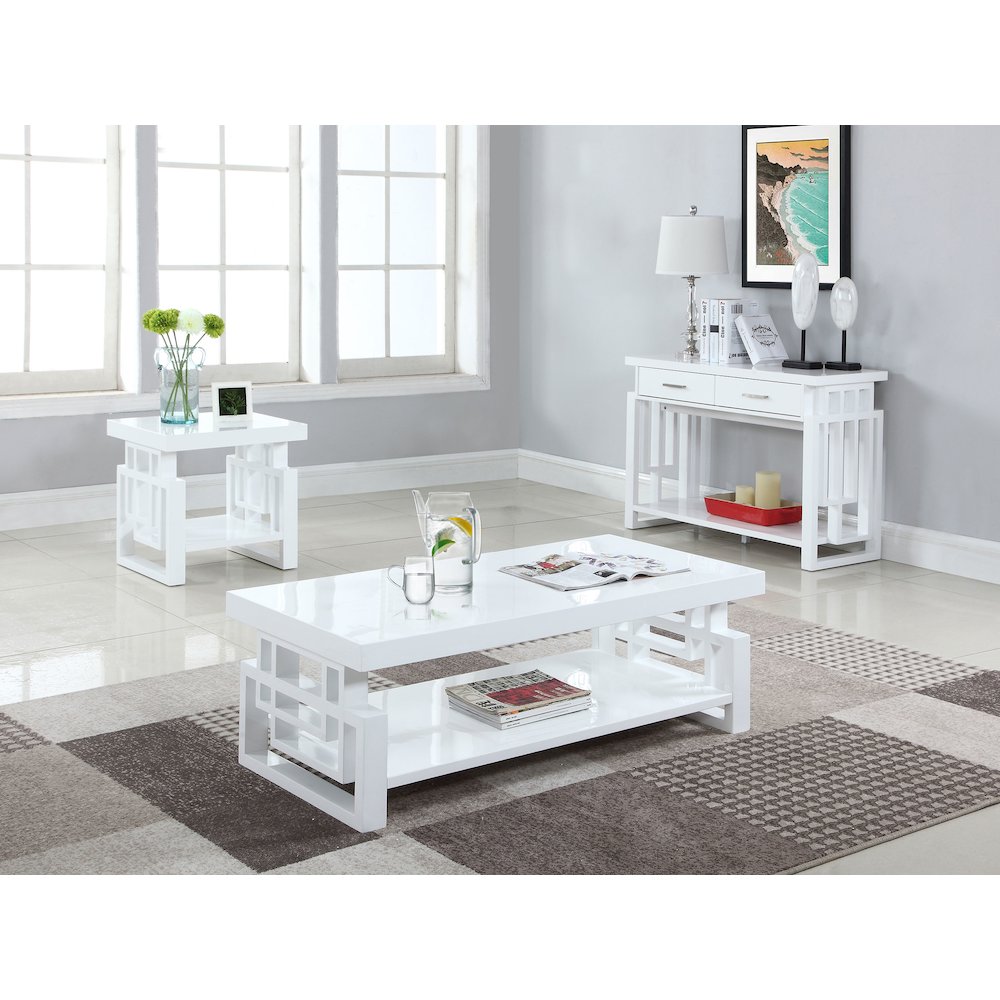 Schmitt Rectangular Side End Table White High Gloss. Picture 5