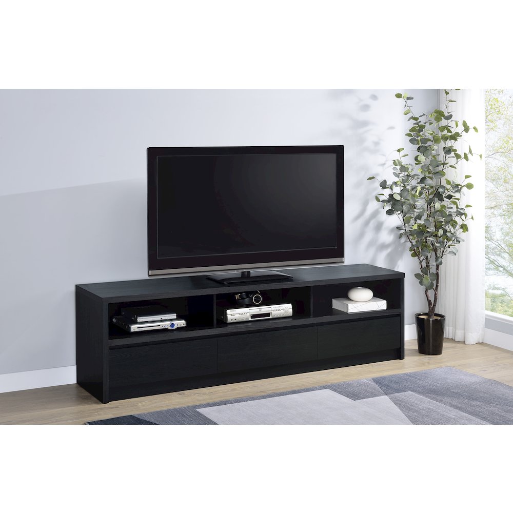 Rutland 78-inch 3-drawer TV Stand Media Console Black. Picture 2