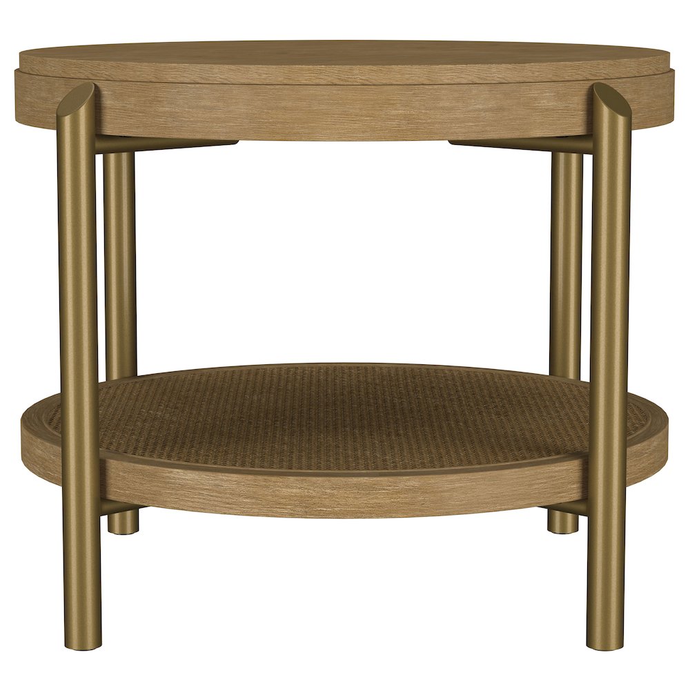 Arini Round End Side Table With Storage Shelf Sand Wash. Picture 3