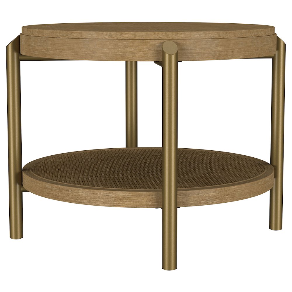 Arini Round End Side Table With Storage Shelf Sand Wash. Picture 4