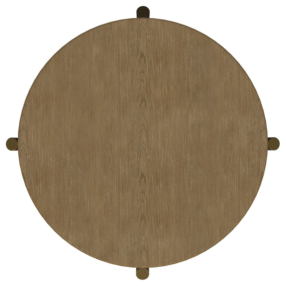 Arini Round End Side Table With Storage Shelf Sand Wash. Picture 6