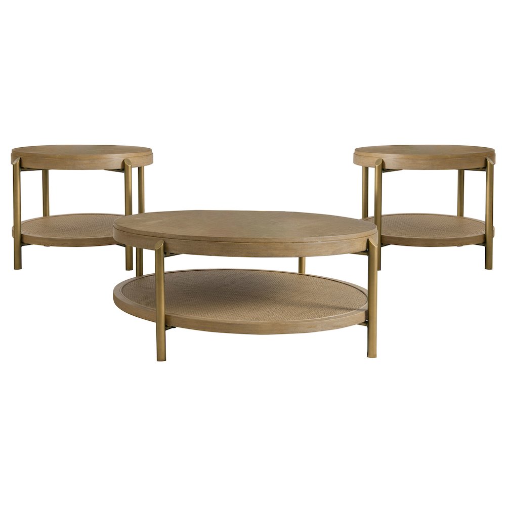 Arini 3-piece Round Coffee and End Table Set Sand Wash. Picture 1