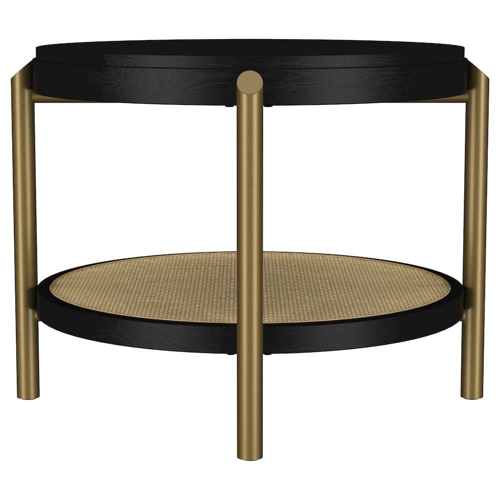 Arini Round End Side Table With Storage Shelf Black. Picture 5