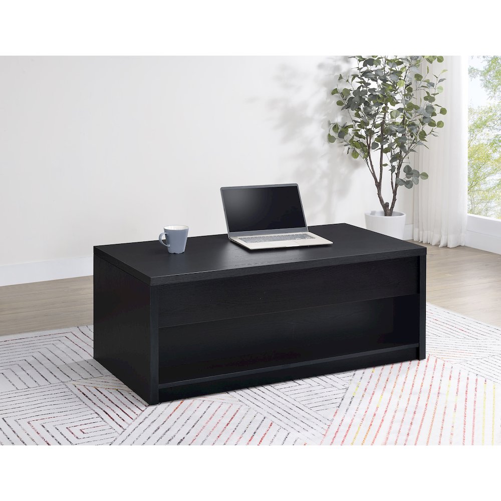 Knapp Lift Top Cocktail Coffee Table with Dual Drawers Black. Picture 3