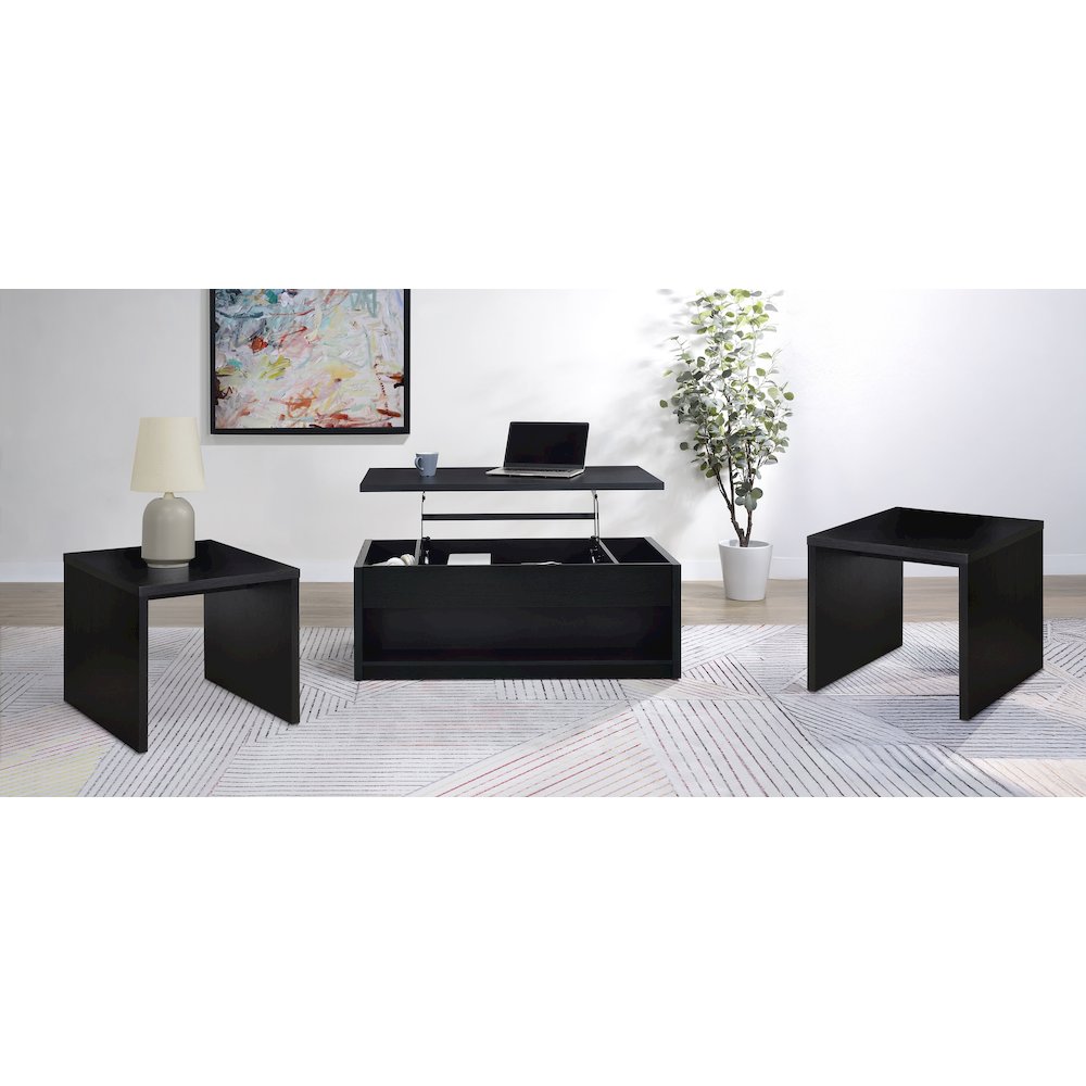 Knapp 3-piece Lift Top Coffee Table Set Black. Picture 2