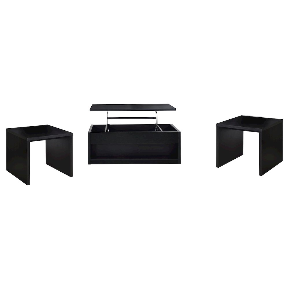 Knapp 3-piece Lift Top Coffee Table Set Black. Picture 1