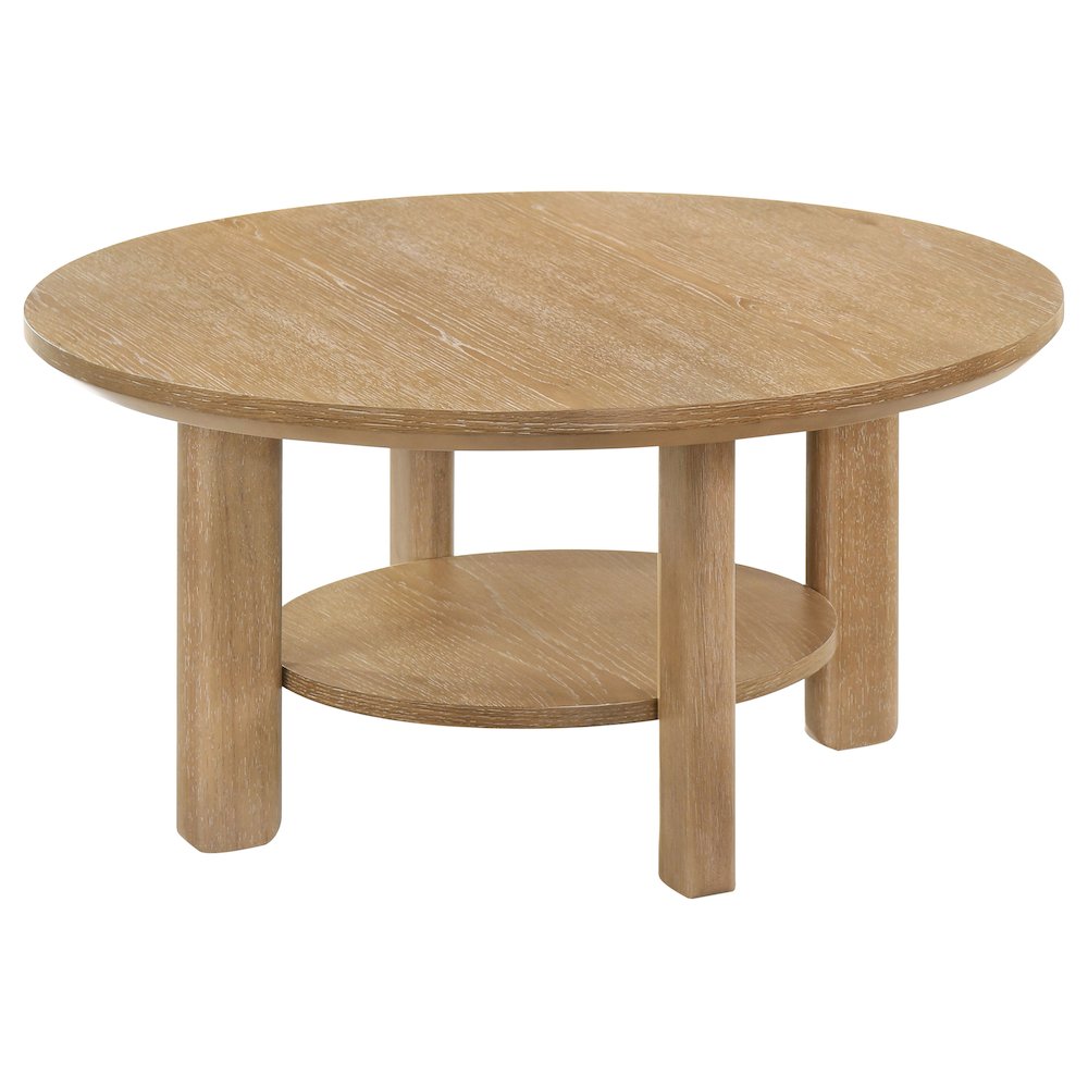 Ottowa 36-inch Round Wood Cocktail Coffee Table Light Oak. Picture 4