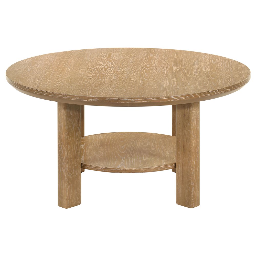 Ottowa 36-inch Round Wood Cocktail Coffee Table Light Oak. Picture 5