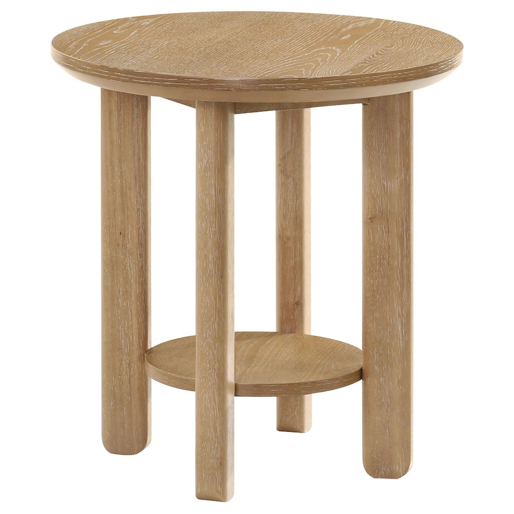 Ottowa 2-piece Round Wood Coffee Table Set Light Oak. Picture 3