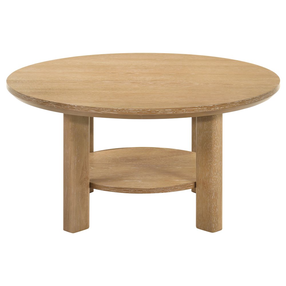 Ottowa 2-piece Round Wood Coffee Table Set Light Oak. Picture 7