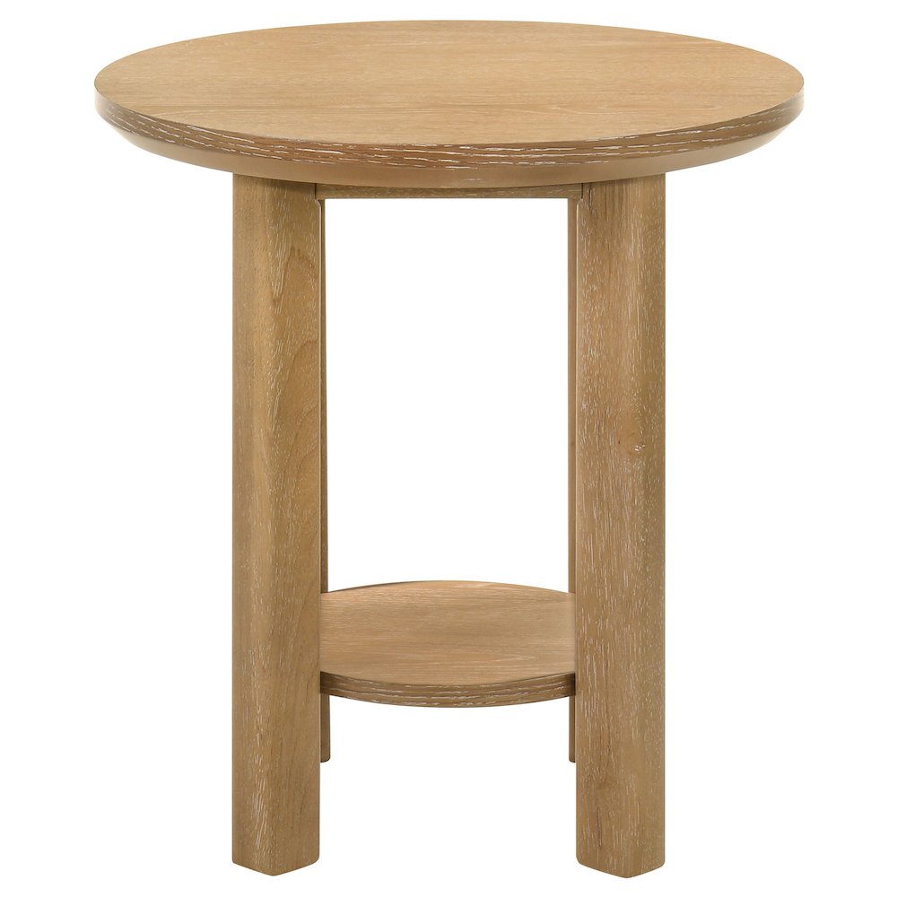 Ottowa 3-piece Round Wood Coffee Table Set Light Oak. Picture 4