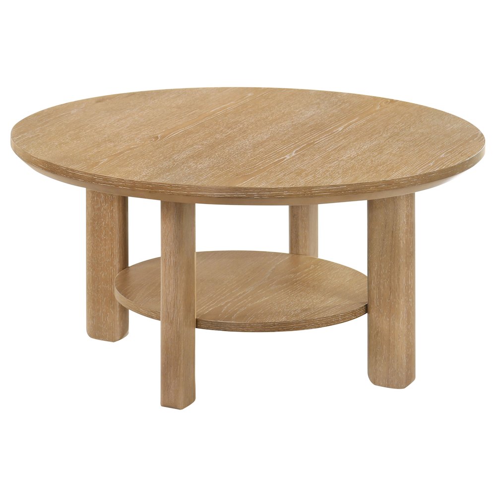 Ottowa 3-piece Round Wood Coffee Table Set Light Oak. Picture 6