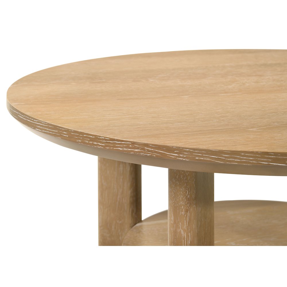 Ottowa 3-piece Round Wood Coffee Table Set Light Oak. Picture 9