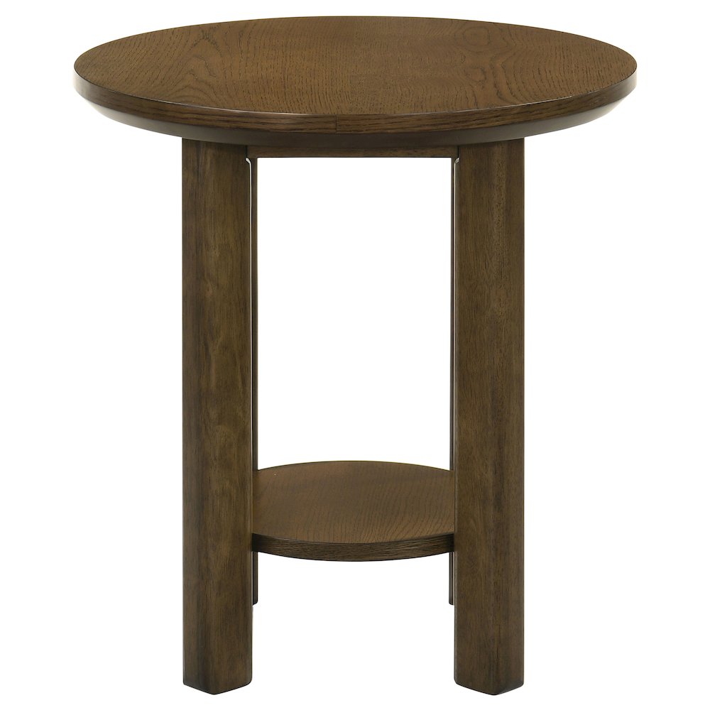 Ottowa Round Wood Side End Table with Shelf Brown. Picture 5