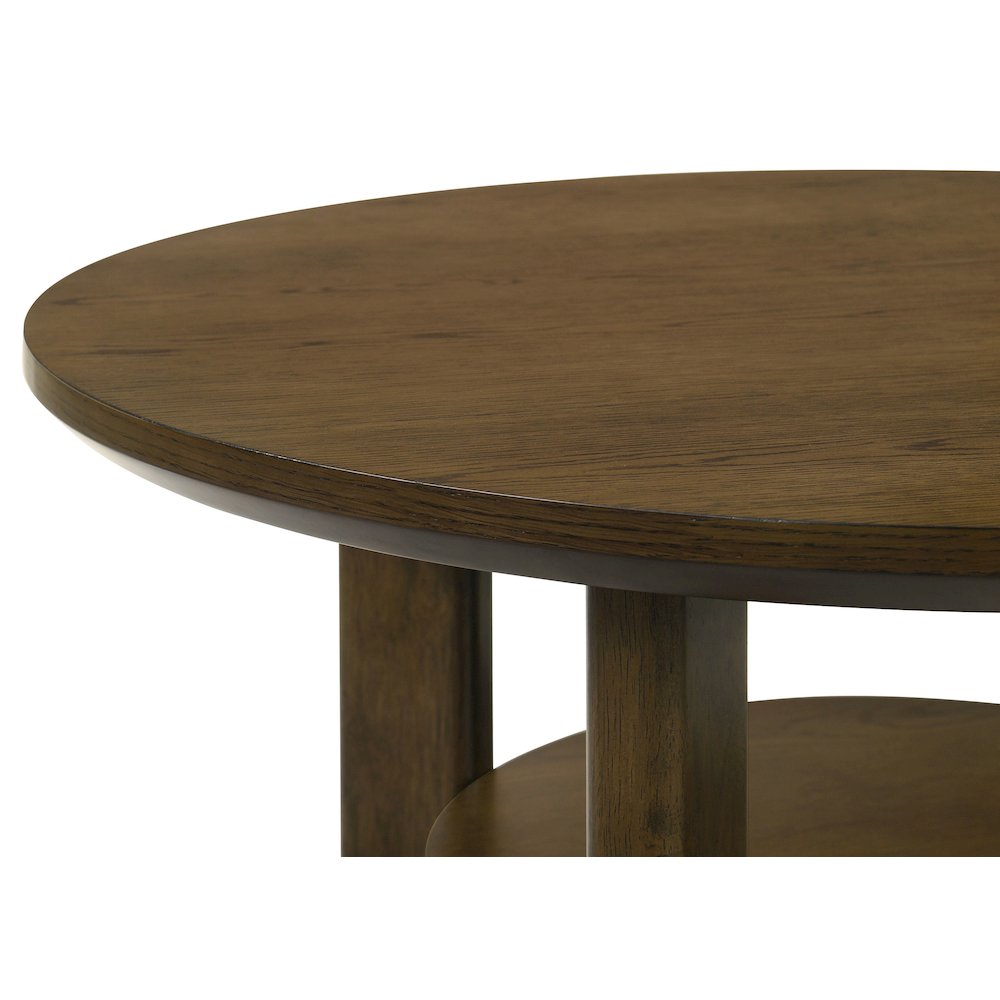 Ottowa Round Wood Side End Table with Shelf Brown. Picture 7