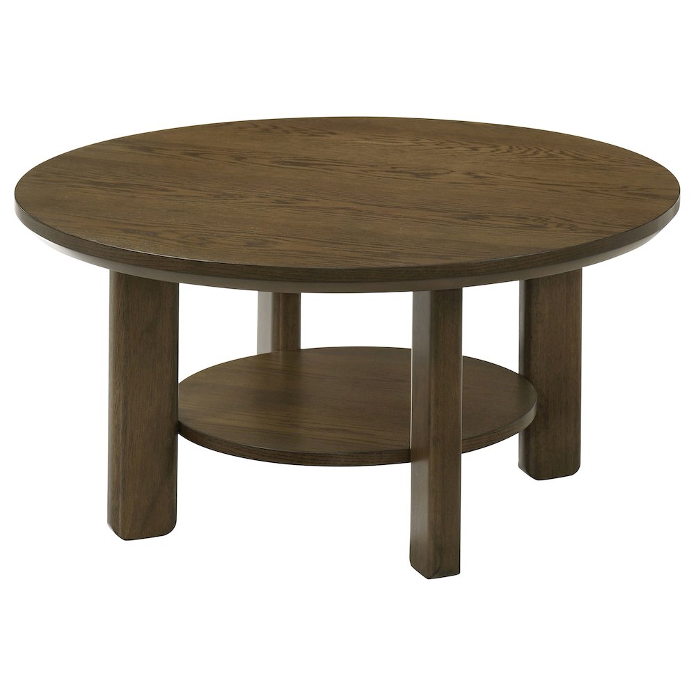 Ottowa 36-inch Round Wood Cocktail Coffee Table Brown. Picture 4