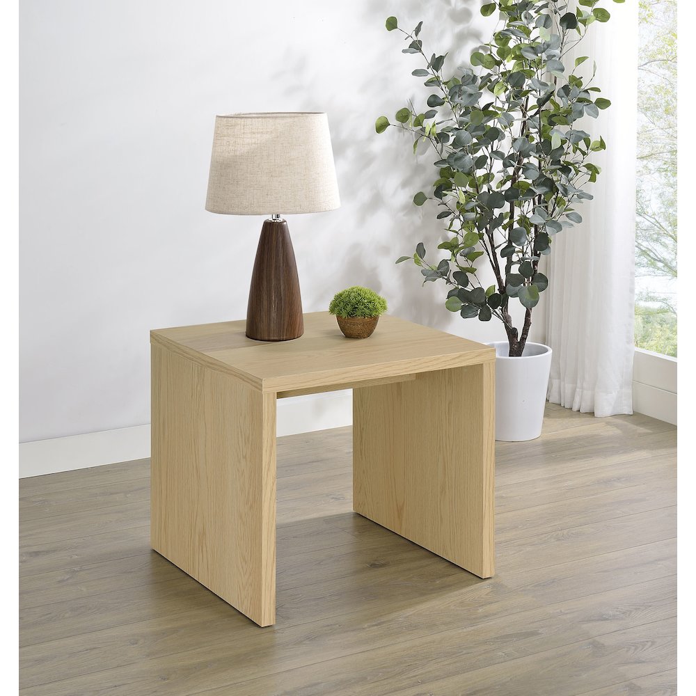 Canoga Engineered Wood Accent Side End Table Light Oak. Picture 2