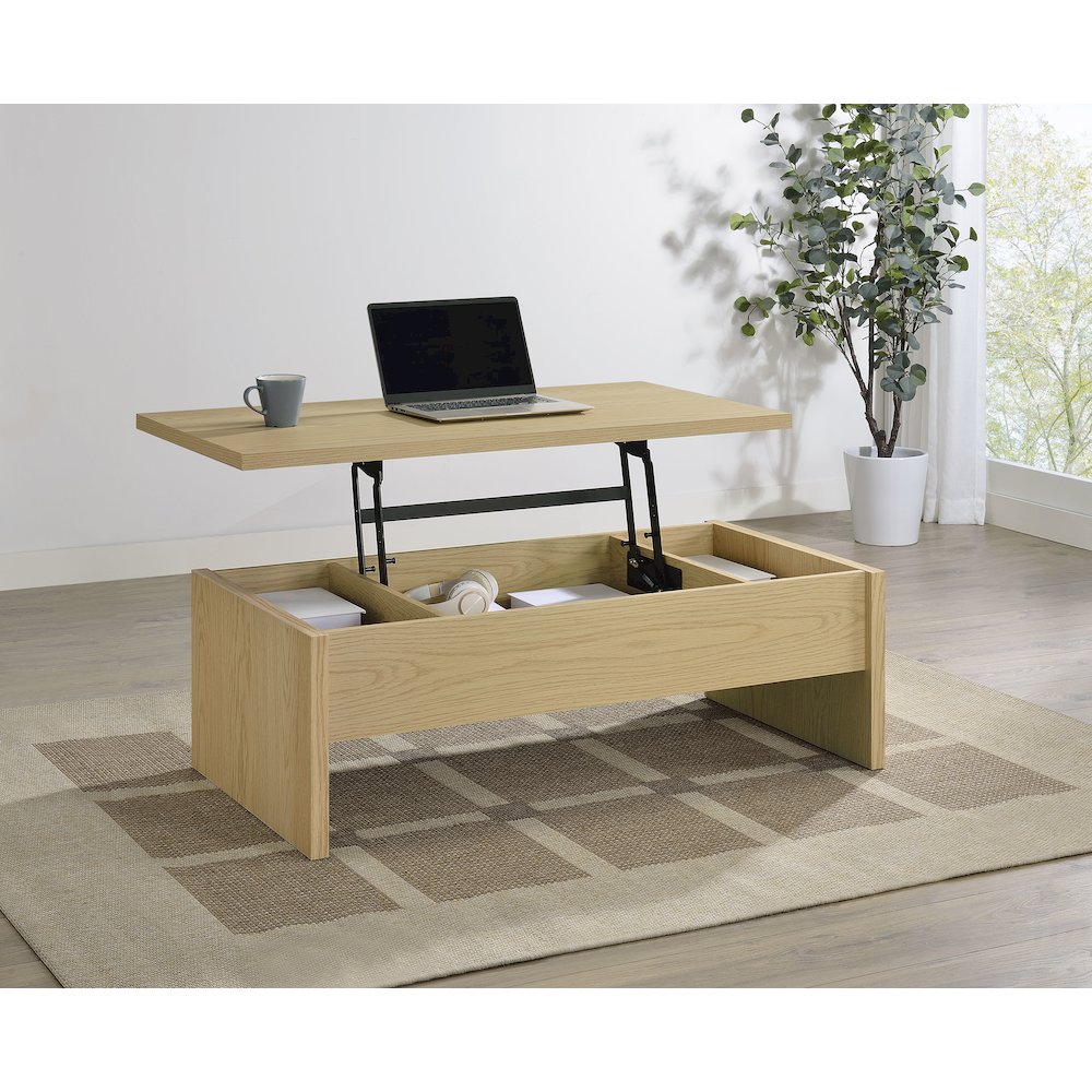Canoga Engineered Wood Lift Top Coffee Table Light Oak. Picture 2