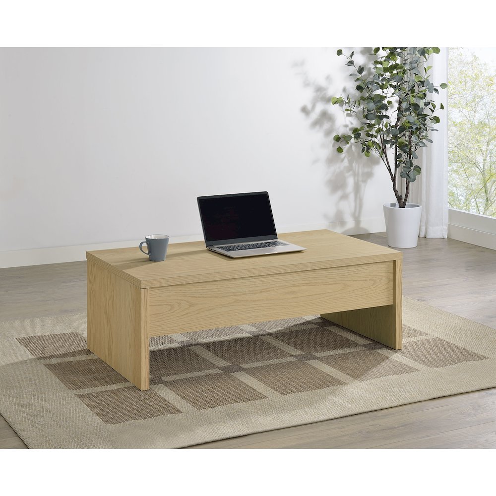 Canoga Engineered Wood Lift Top Coffee Table Light Oak. Picture 3