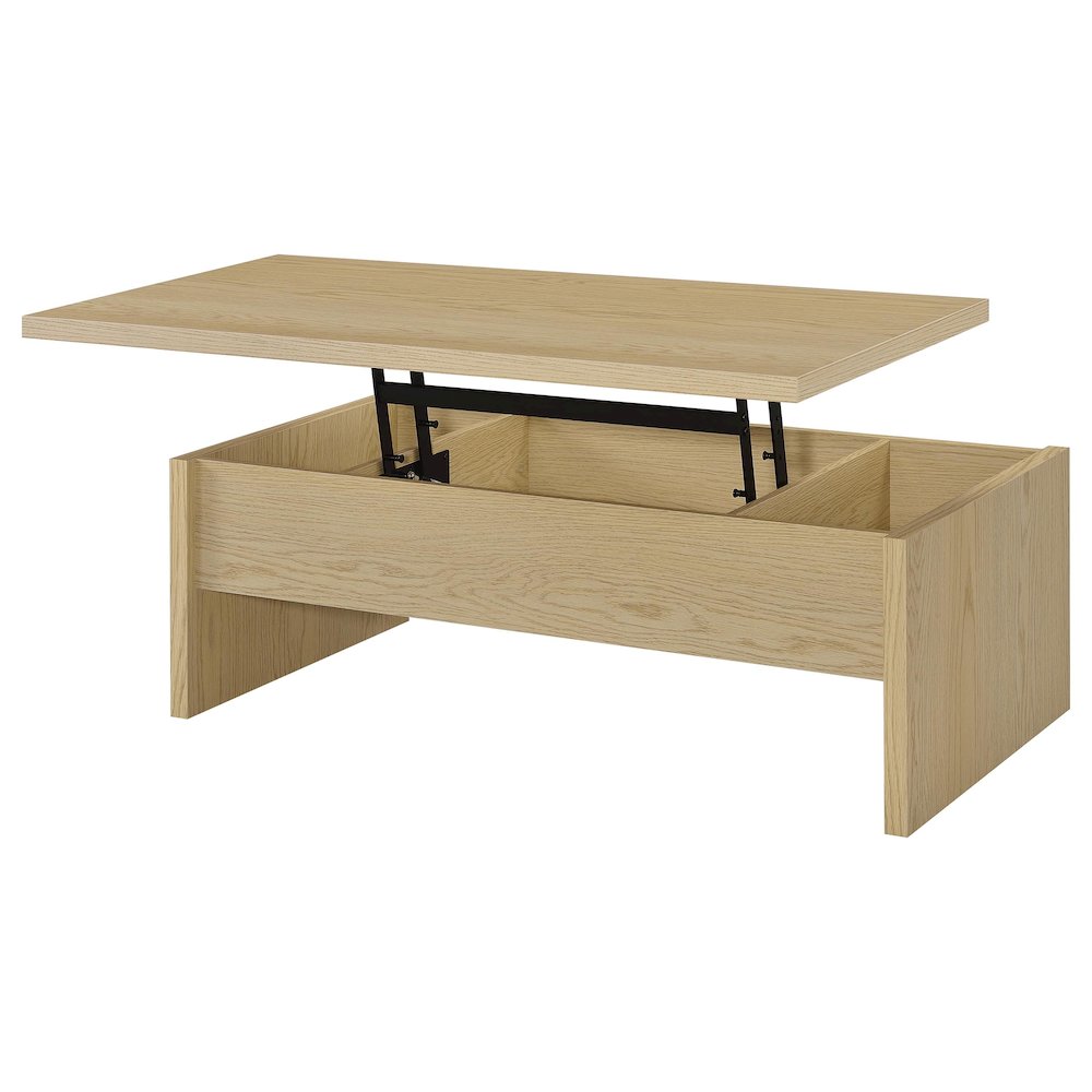 Canoga 3-piece Lift Top Cocktail Coffee Table Set Light Oak. Picture 12