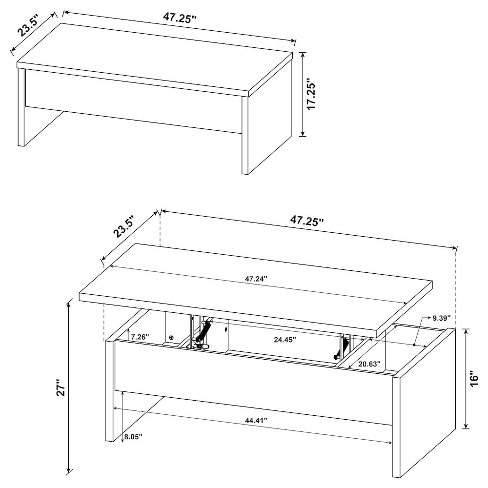 Canoga 2-piece Lift Top Cocktail Coffee Table Set Mango. Picture 17