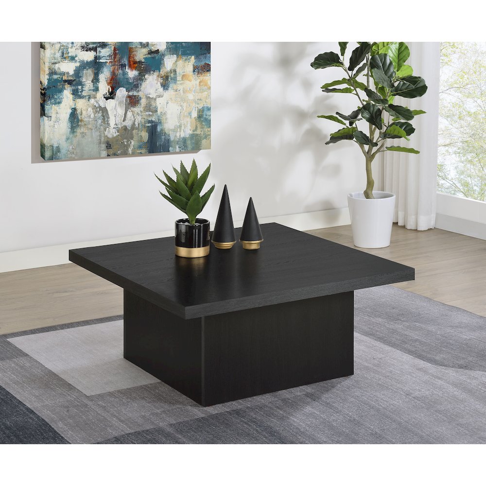 Devar Square Engineered Wood Cocktail Coffee Table Black. Picture 2