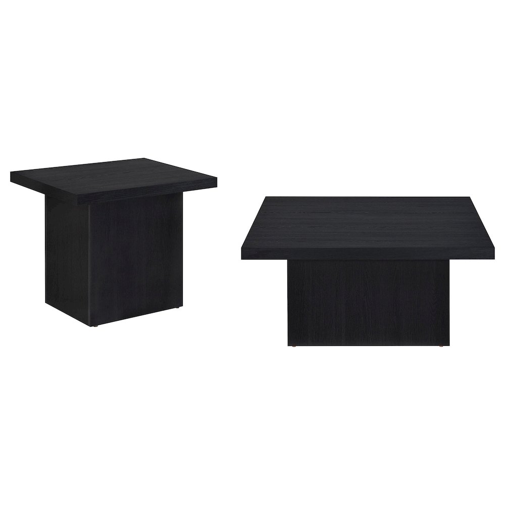 Devar 2-piece Square Cocktail Coffee End Table Set Black. Picture 2