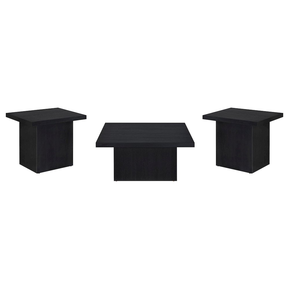 Devar 3-piece Square Cocktail Coffee End Table Set Black. Picture 2