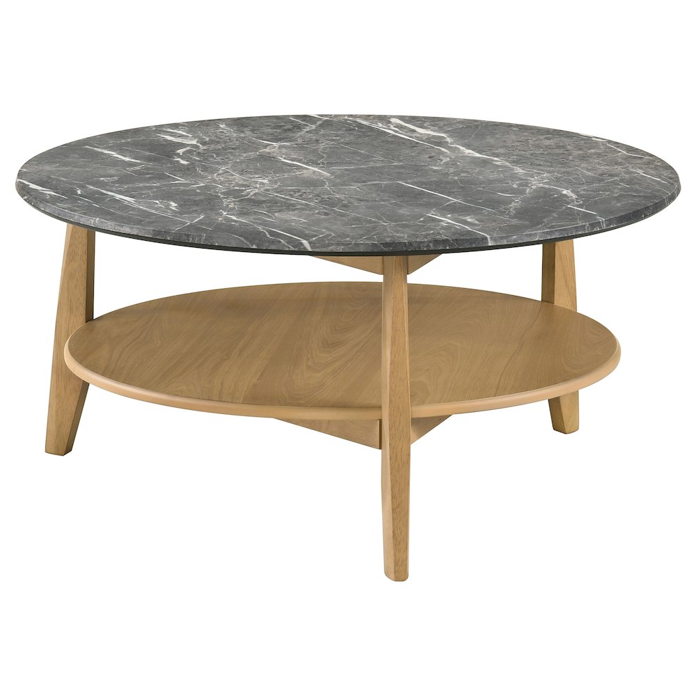 Bradley Round SmartTop Cocktail Coffee Table Grey and Natural. Picture 1