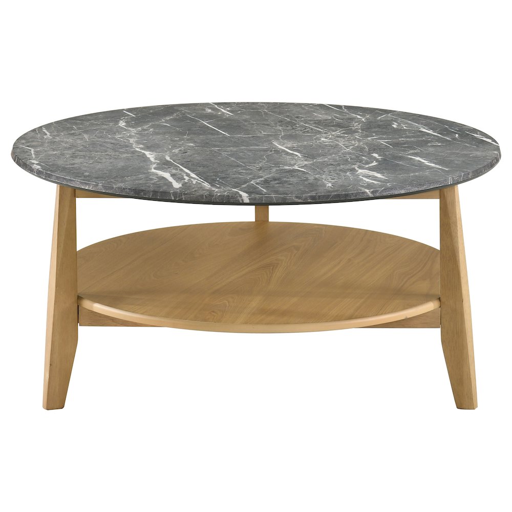 Bradley Round SmartTop Cocktail Coffee Table Grey and Natural. Picture 3