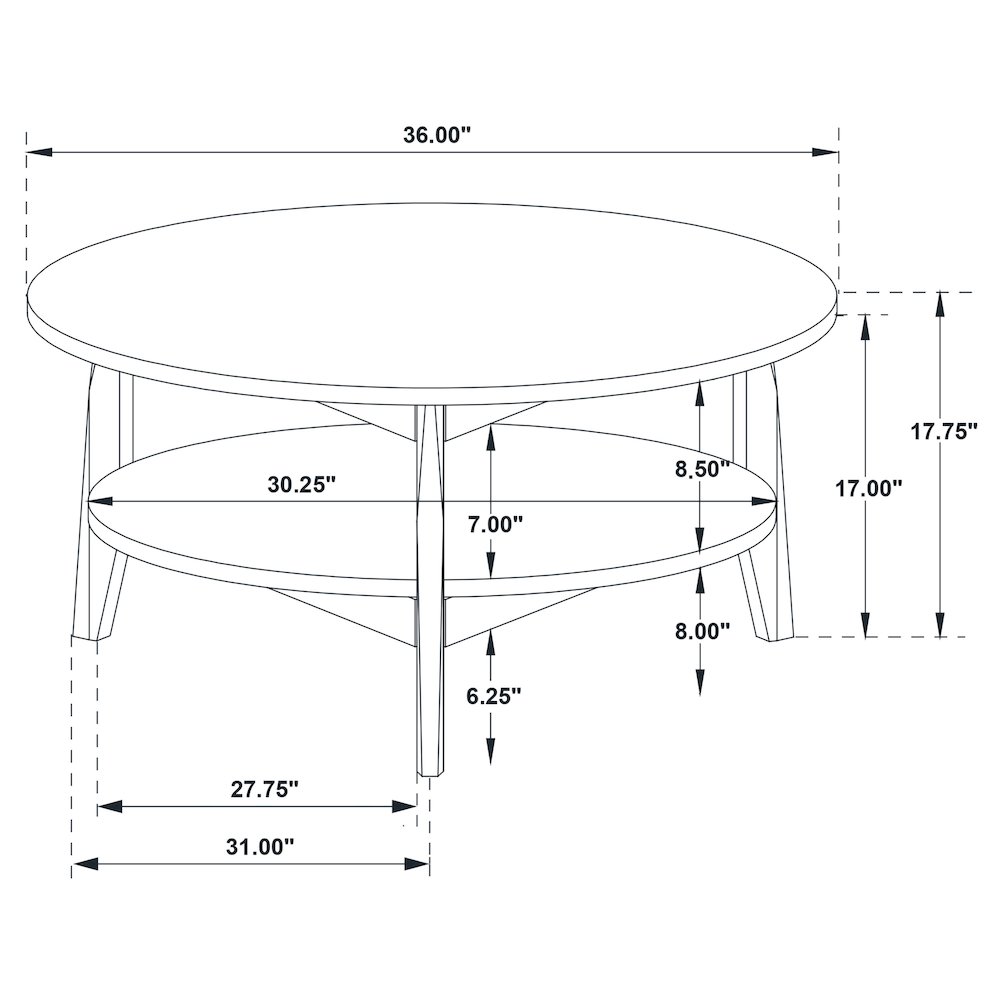 Bradley Round SmartTop Cocktail Coffee Table Grey and Natural. Picture 8