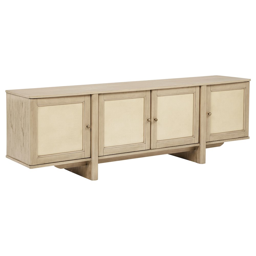 Kailani 79-inch 4-door Cane TV Stand Media Console Beige Oak. Picture 1