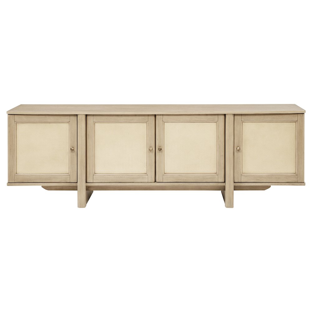 Kailani 79-inch 4-door Cane TV Stand Media Console Beige Oak. Picture 3