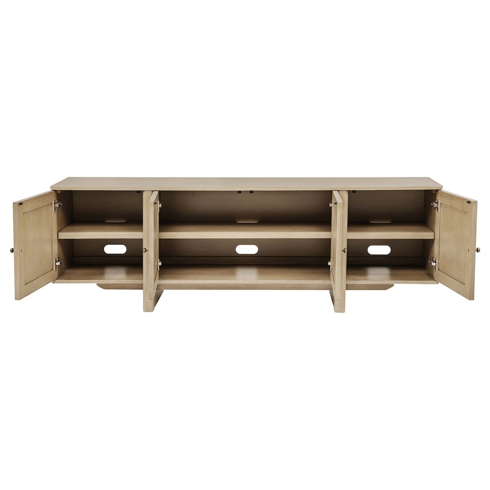 Kailani 79-inch 4-door Cane TV Stand Media Console Beige Oak. Picture 4
