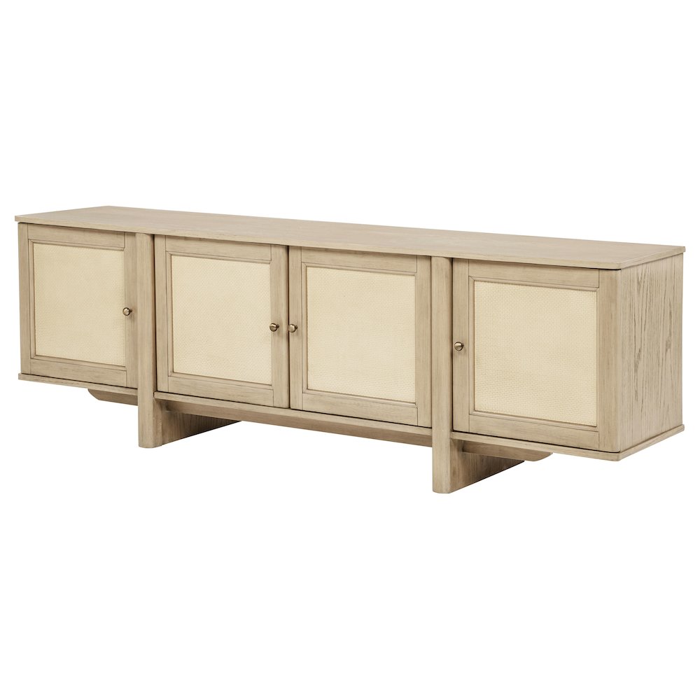 Kailani 79-inch 4-door Cane TV Stand Media Console Beige Oak. Picture 5