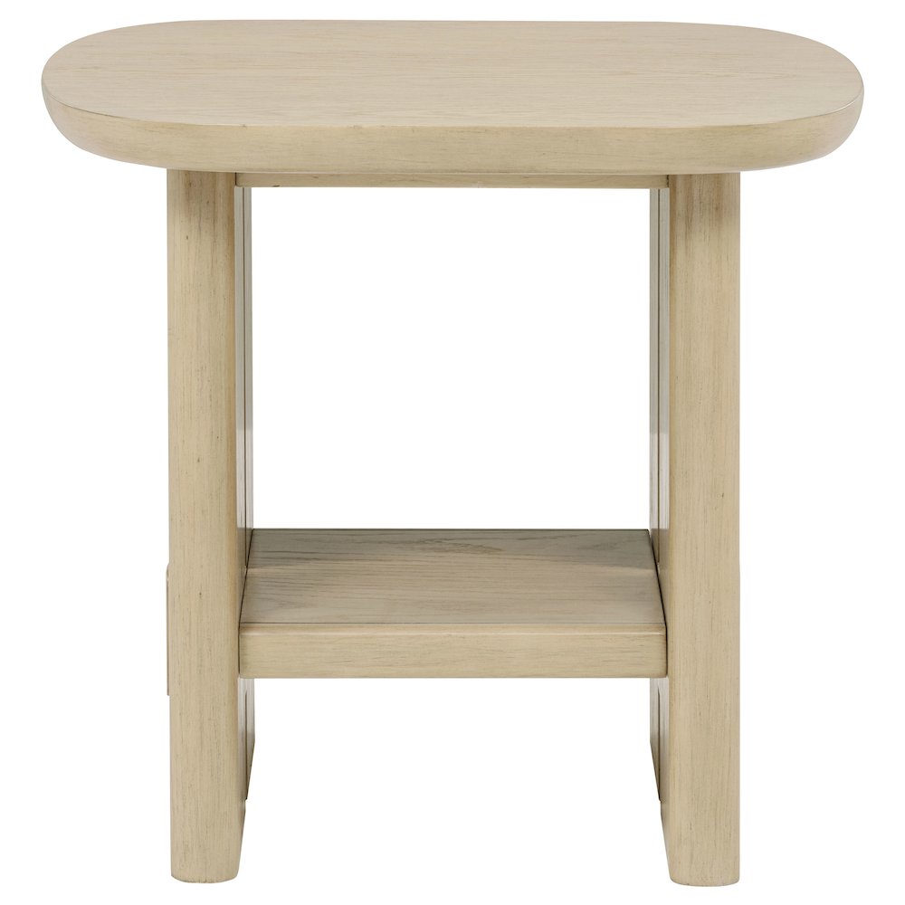 Kailani Coastal Square End Side Table with Shelf Beige Oak. Picture 3