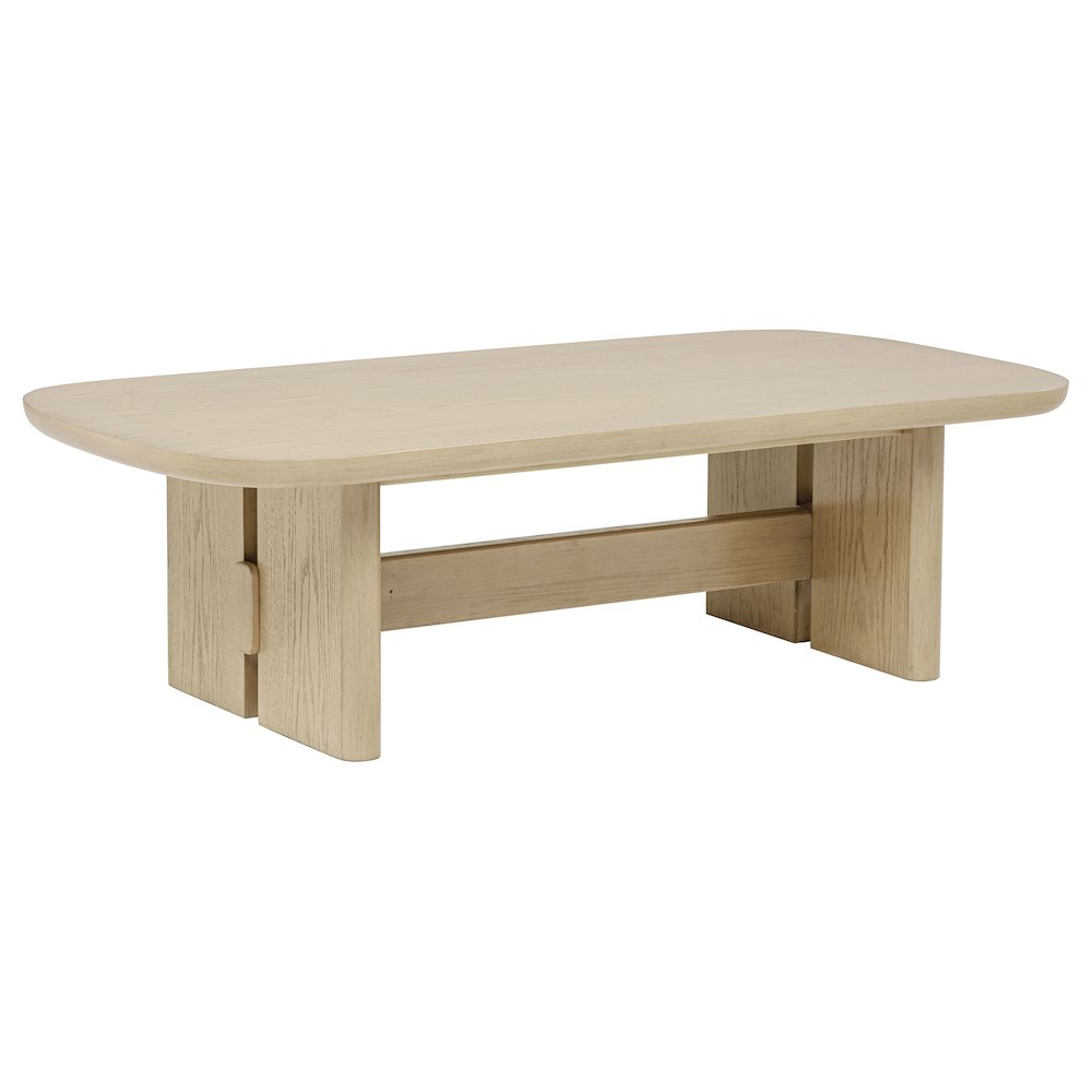 Kailani Coastal Rectangular Cocktail Coffee Table Beige Oak. Picture 1