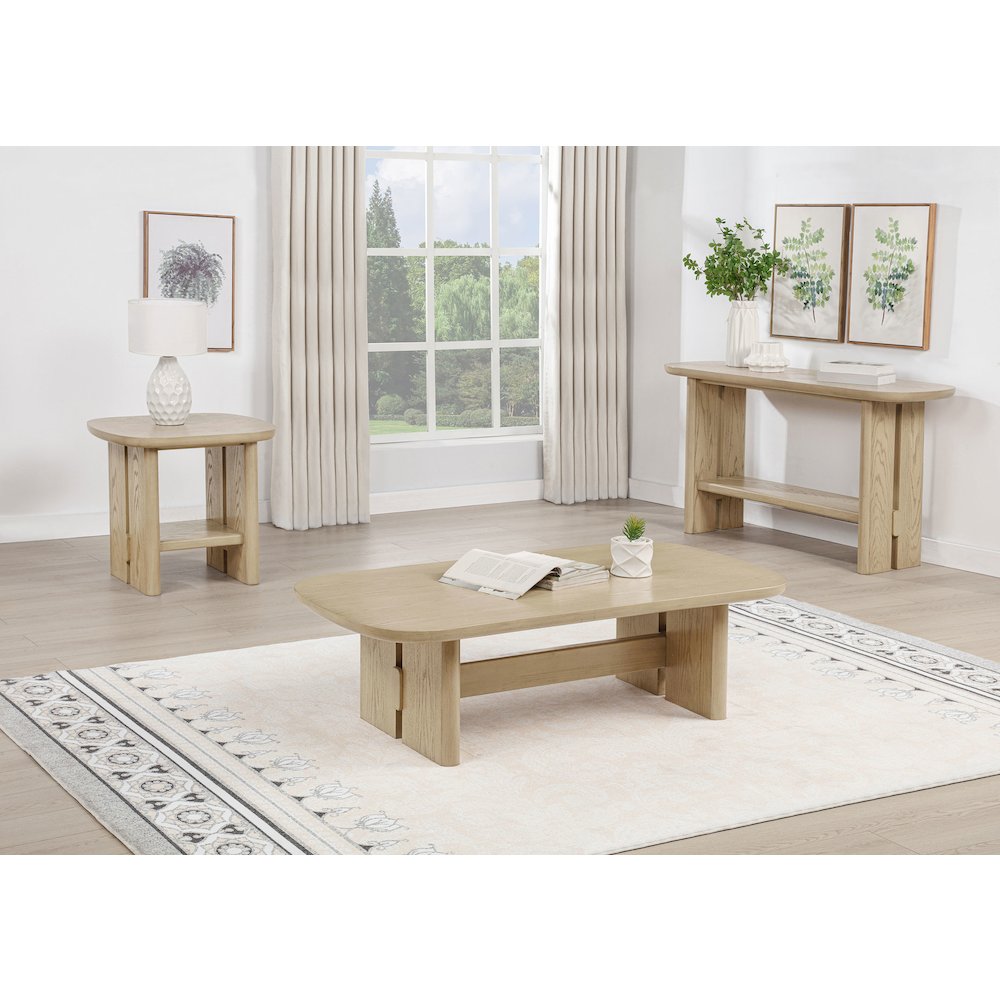 Kailani Coastal Rectangular Cocktail Coffee Table Beige Oak. Picture 8