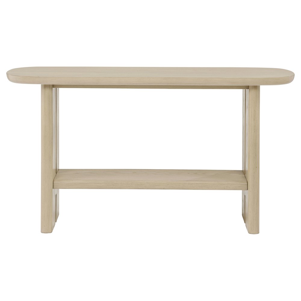 Kailani Coastal Sofa Console Table with Shelf Beige Oak. Picture 3