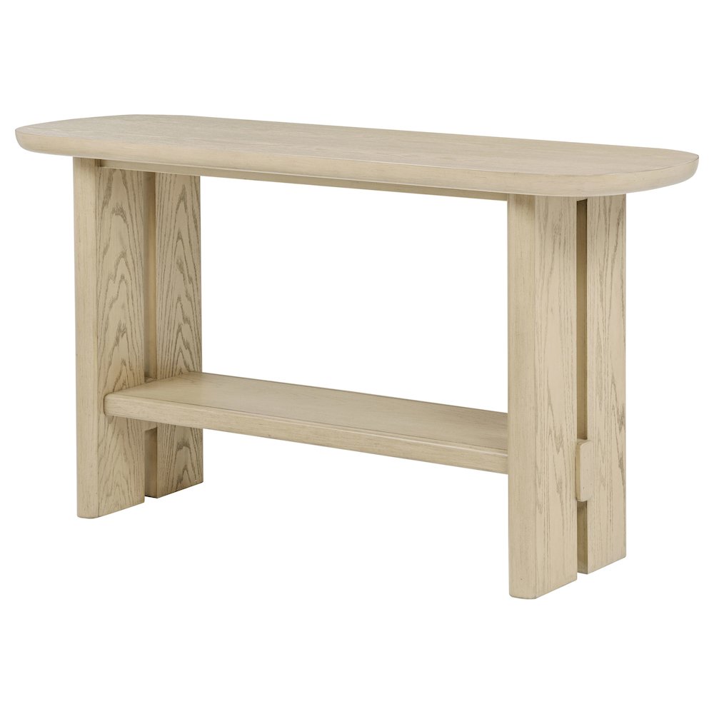 Kailani Coastal Sofa Console Table with Shelf Beige Oak. Picture 4