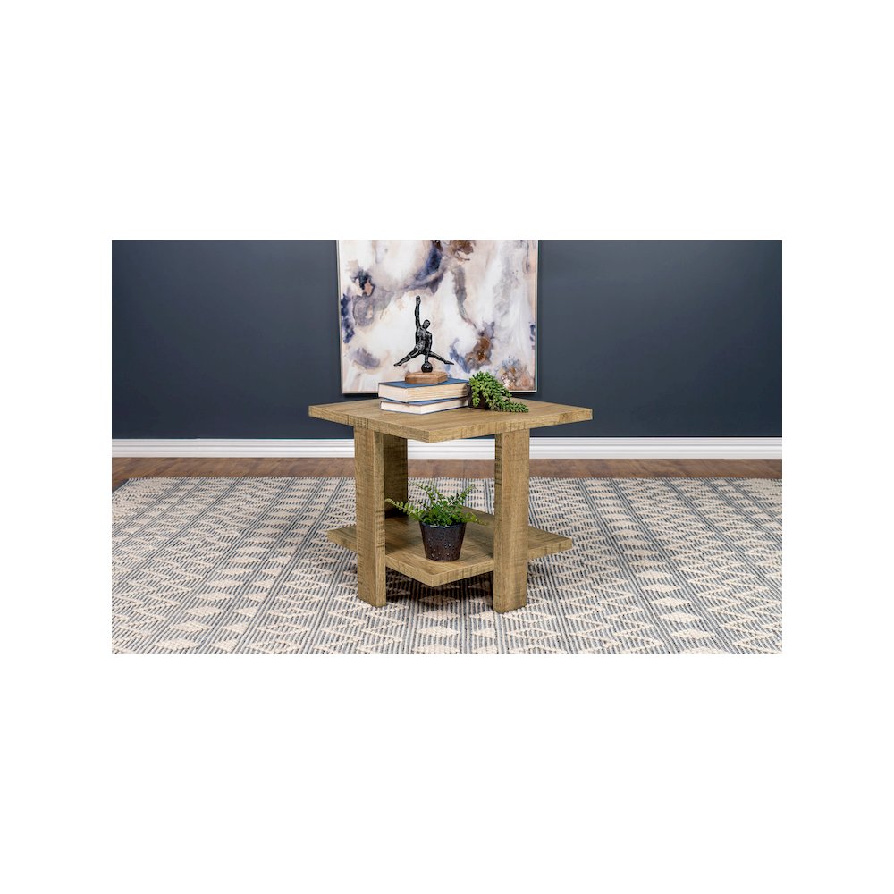 Dawn Square Engineered Wood End Table Mango Brown. Picture 5