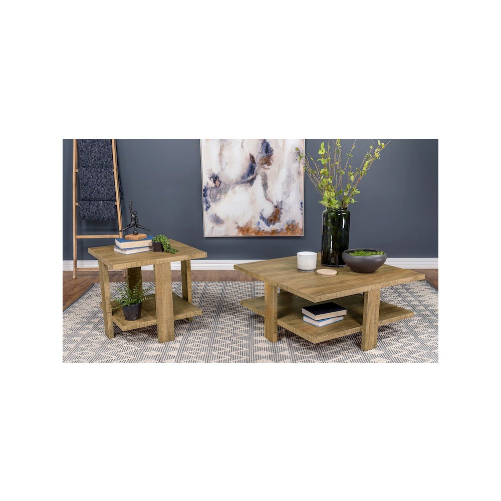 Dawn Square Engineered Wood End Table Mango Brown. Picture 7