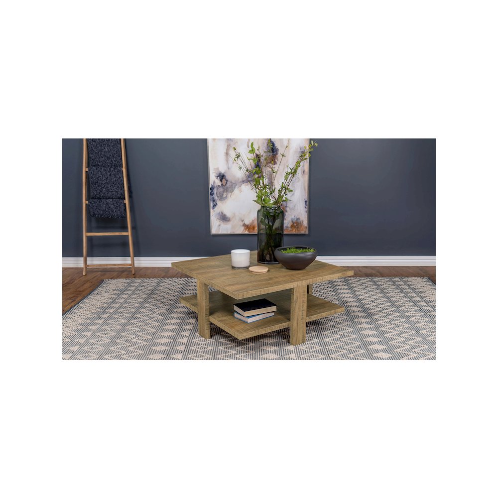 Dawn Square Engineered Wood Coffee Table Mango Brown. Picture 5