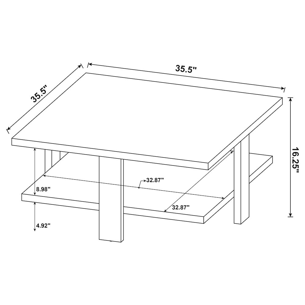Dawn Square Engineered Wood Coffee Table Mango Brown. Picture 8