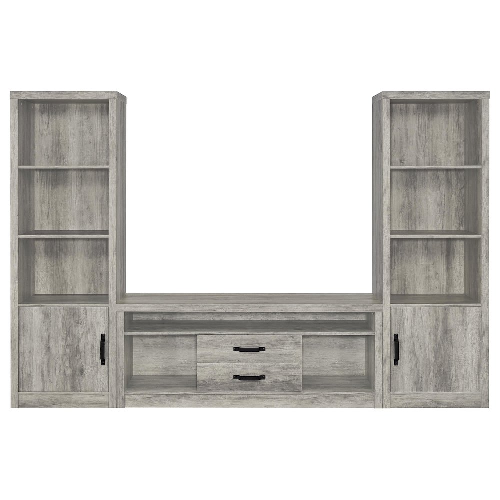 Burke 3-shelf Engineered Wood Media Tower Grey Driftwood. Picture 9