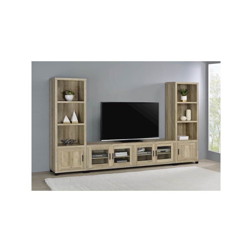 Sachin 3-shelf Engineered Wood Media Tower Distressed Pine. Picture 12