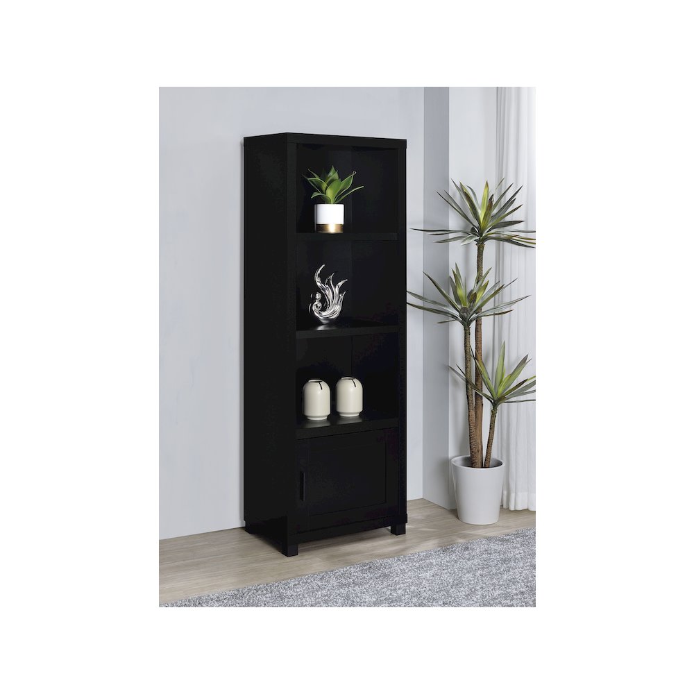 Jupiter 3-shelf Engineered Wood Media Tower Black. Picture 8
