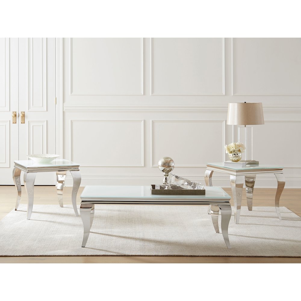 Carone Square End Table White and Chrome. Picture 5